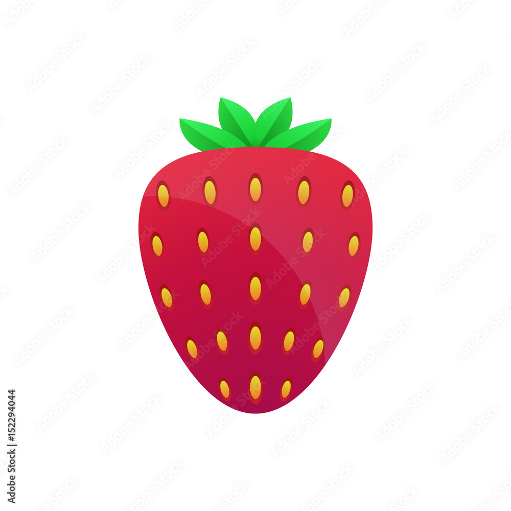Fototapeta premium Strawberry icon. Cartoon strawberry for sticker or summer cards, posters, banners etc.