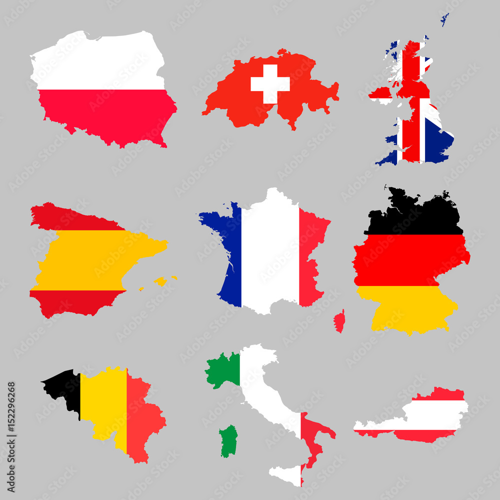 Obraz premium 9 countries maps