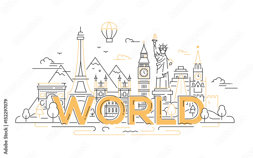World - vector line travel illustration World - vector line travel illustration