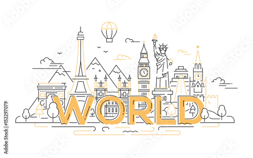 World - vector line travel illustration