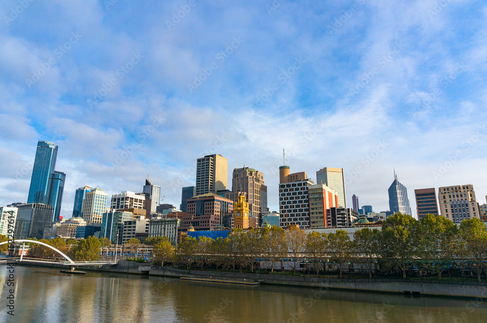 Beautiful Melbourne cityscape on sunny morning