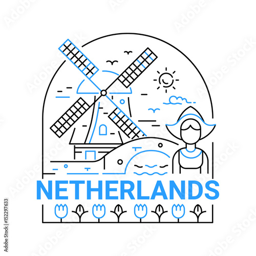 Netherlands - modern vector line travel illustration