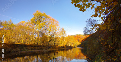 River with reflexion of autumnal forest