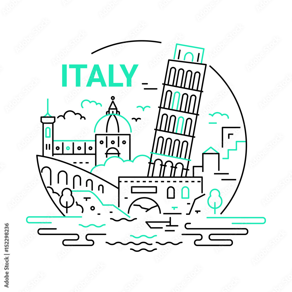 Italy - modern vector line travel illustration