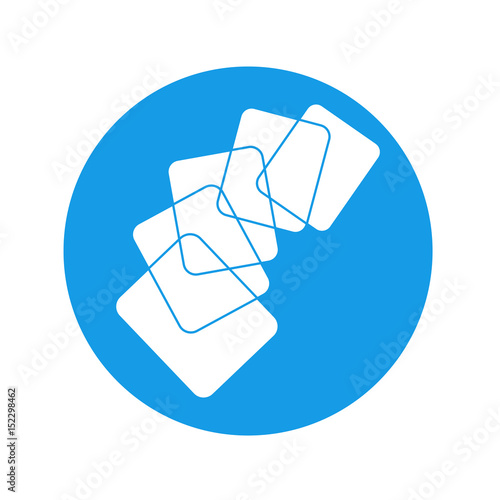 Icono plano documentos en arco blanco en circulo azul