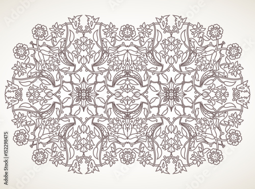 Arabesque vintage outline floral decoration print for design template vector