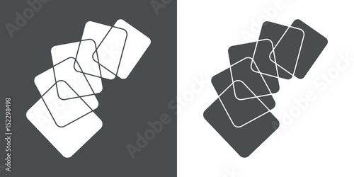 Icono plano documentos en arco gris y blanco