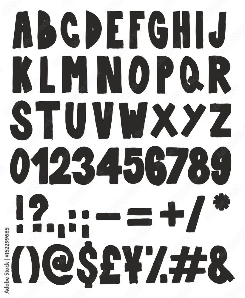 Thick Doodle Handwritten Fill Alphabet, Numbers & Signs with Marker Pen Thick Doodle Handwritten Fill Alphabet, Numbers & Signs with Marker Pen