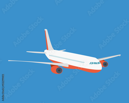 Modern passenger plane, on a light background.