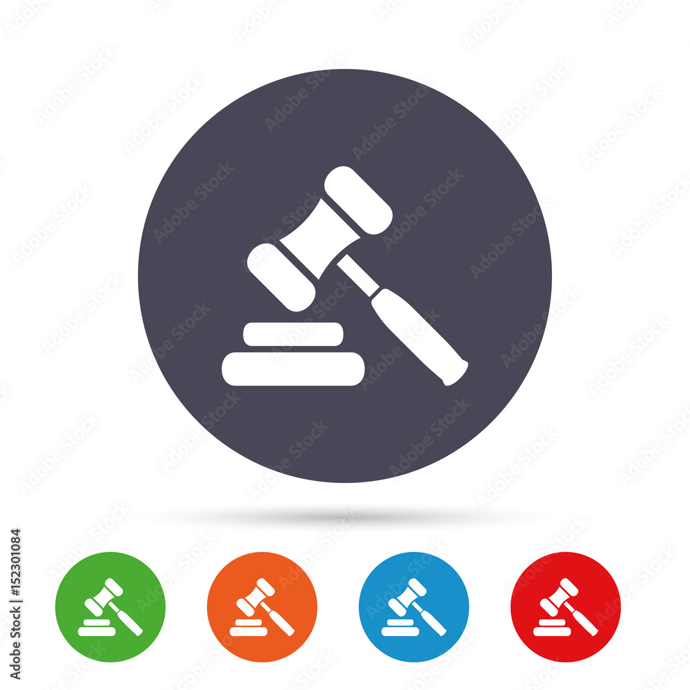 Auction hammer icon. Law judge gavel symbol. Auction hammer icon. Law judge gavel symbol.