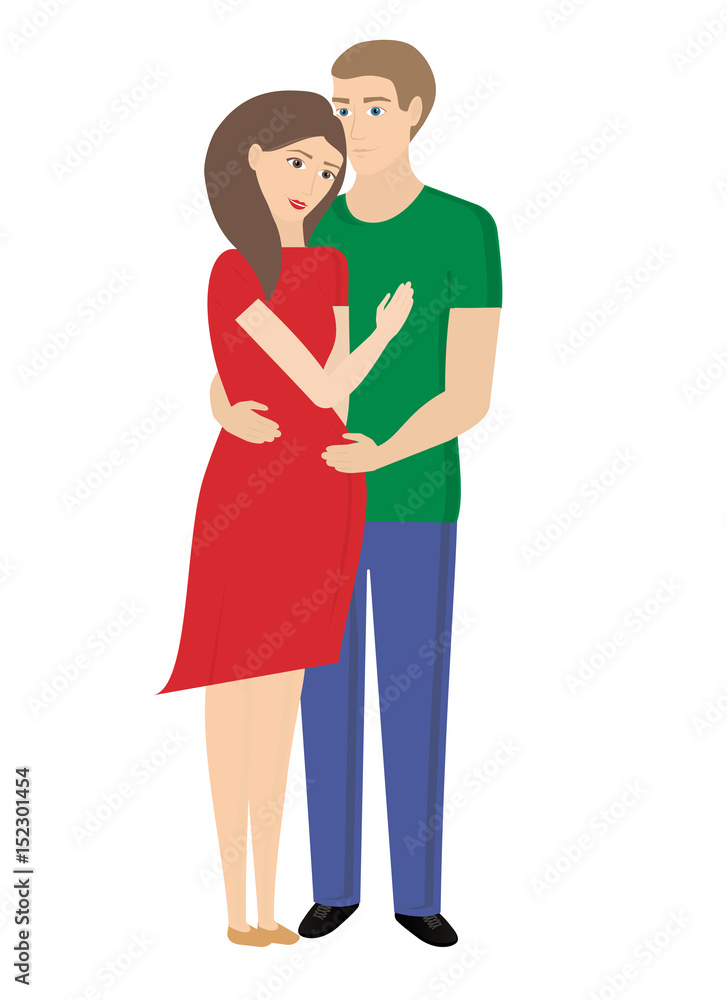 Young married couple happy pregnancy. family planning