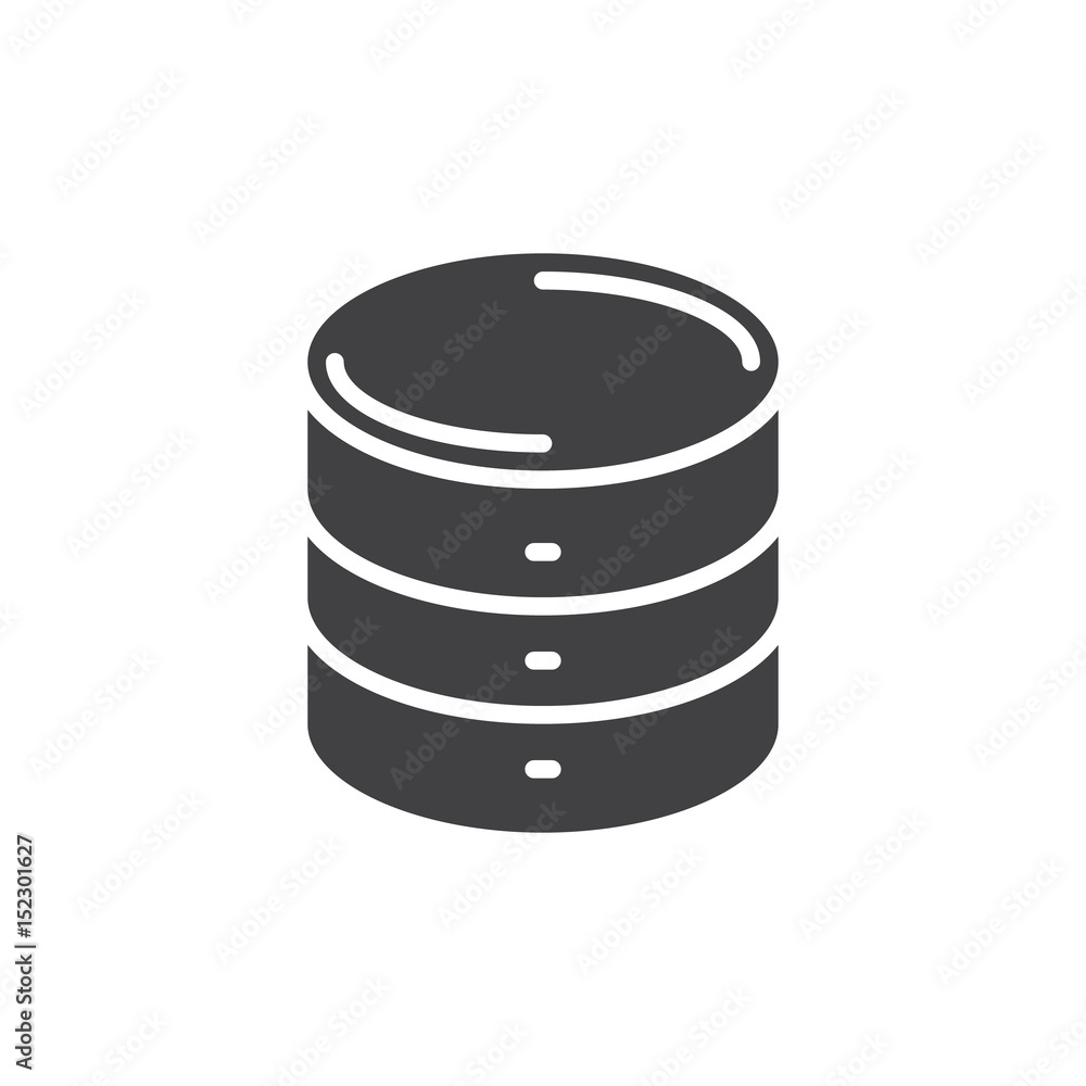 Database icon vector, filled flat sign, solid pictogram isolated on white. Symbol, logo illustration. Pixel perfect Database icon vector, filled flat sign, solid pictogram isolated on white. Symbol, logo illustration. Pixel perfect