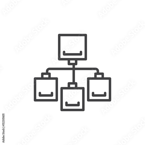 Flow chart line icon, outline vector sign, linear style pictogram isolated on white. Symbol, logo illustration. Editable stroke. Pixel perfect