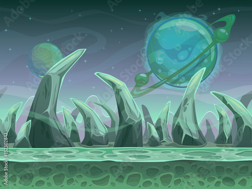 Fantasy seamless alien landscape
