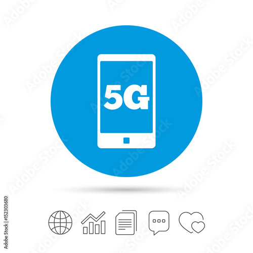 5G sign. Mobile telecommunications technology. © blankstock