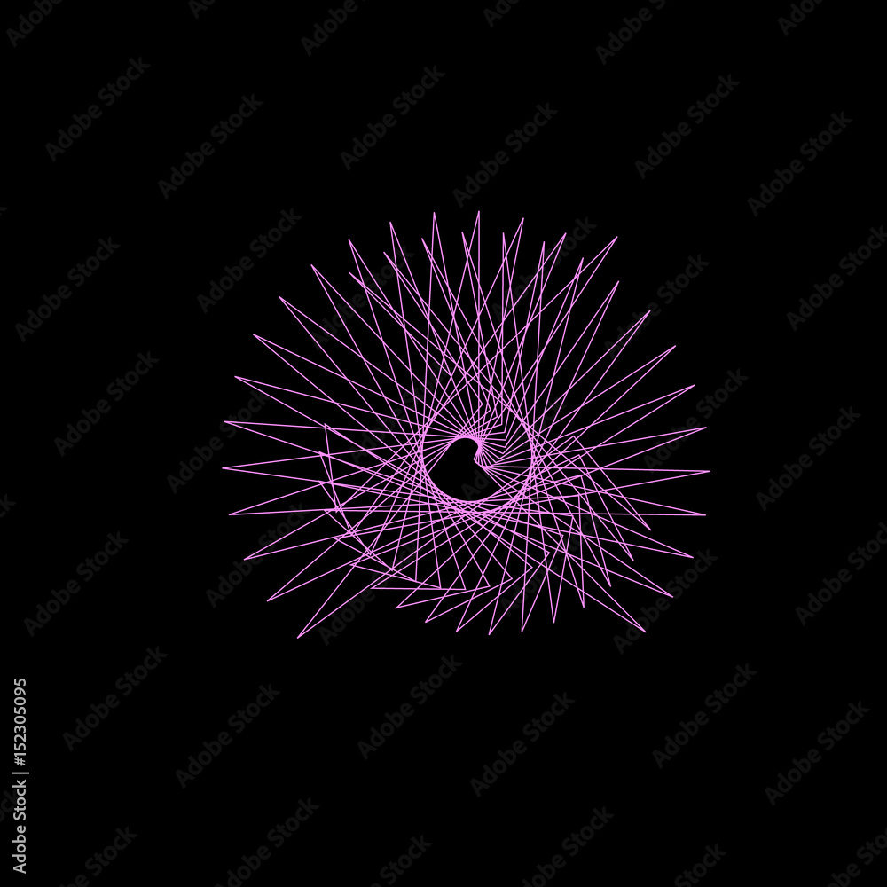 Fototapeta premium Abstract geometric shape of lines. Isolated on black background. Vector outline illustration.