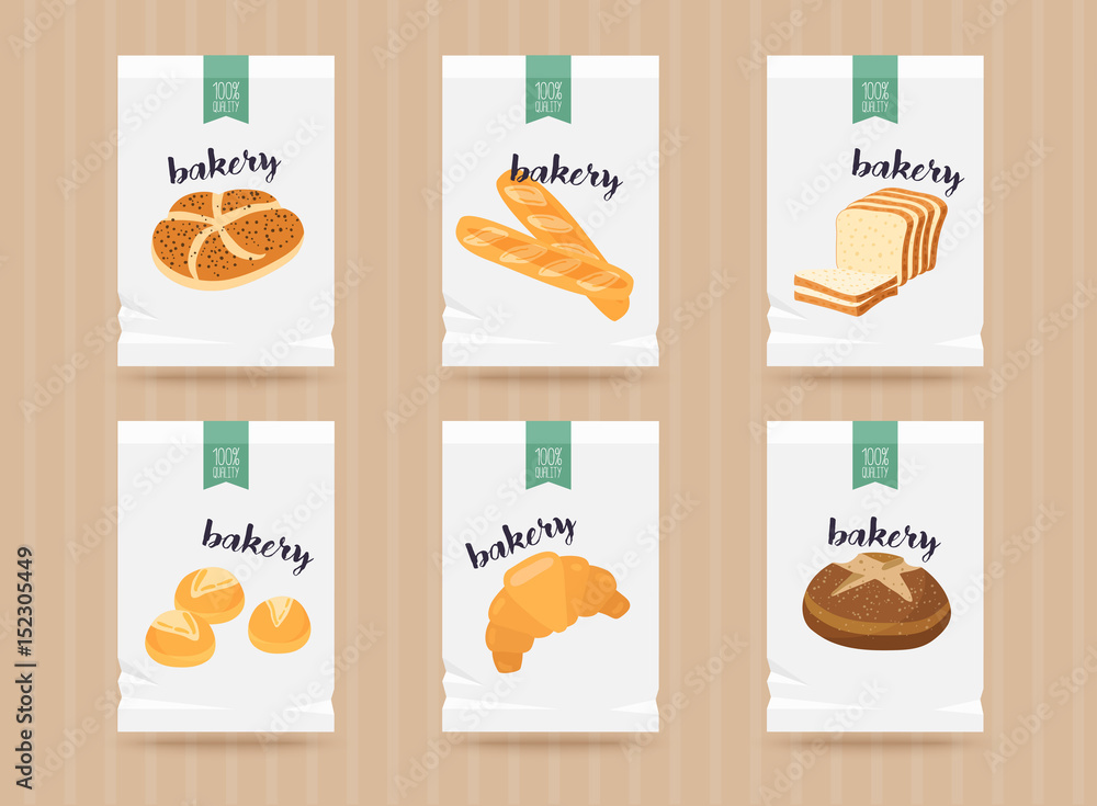 Vector hand drawn bread mock up set. Vector illustration, isolated on white. Vector hand drawn bread mock up set. Vector illustration, isolated on white.