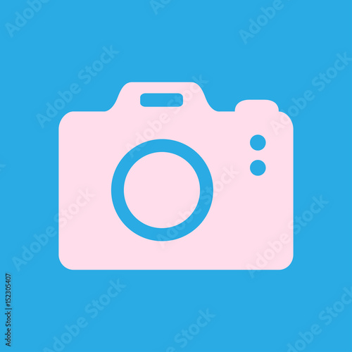 Photo camera symbol. DSLR camera sign icon. Digital camera. Flat design style. 