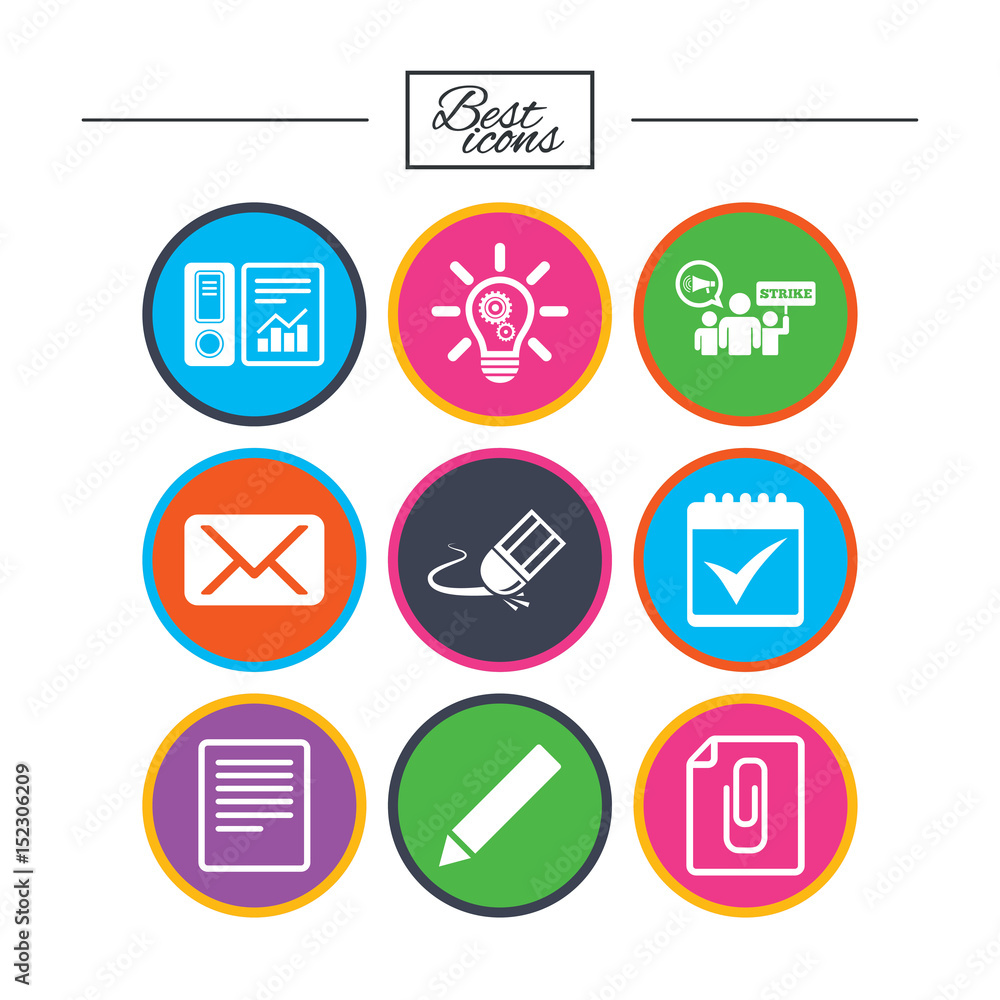 Office, documents and business icons. Office, documents and business icons.