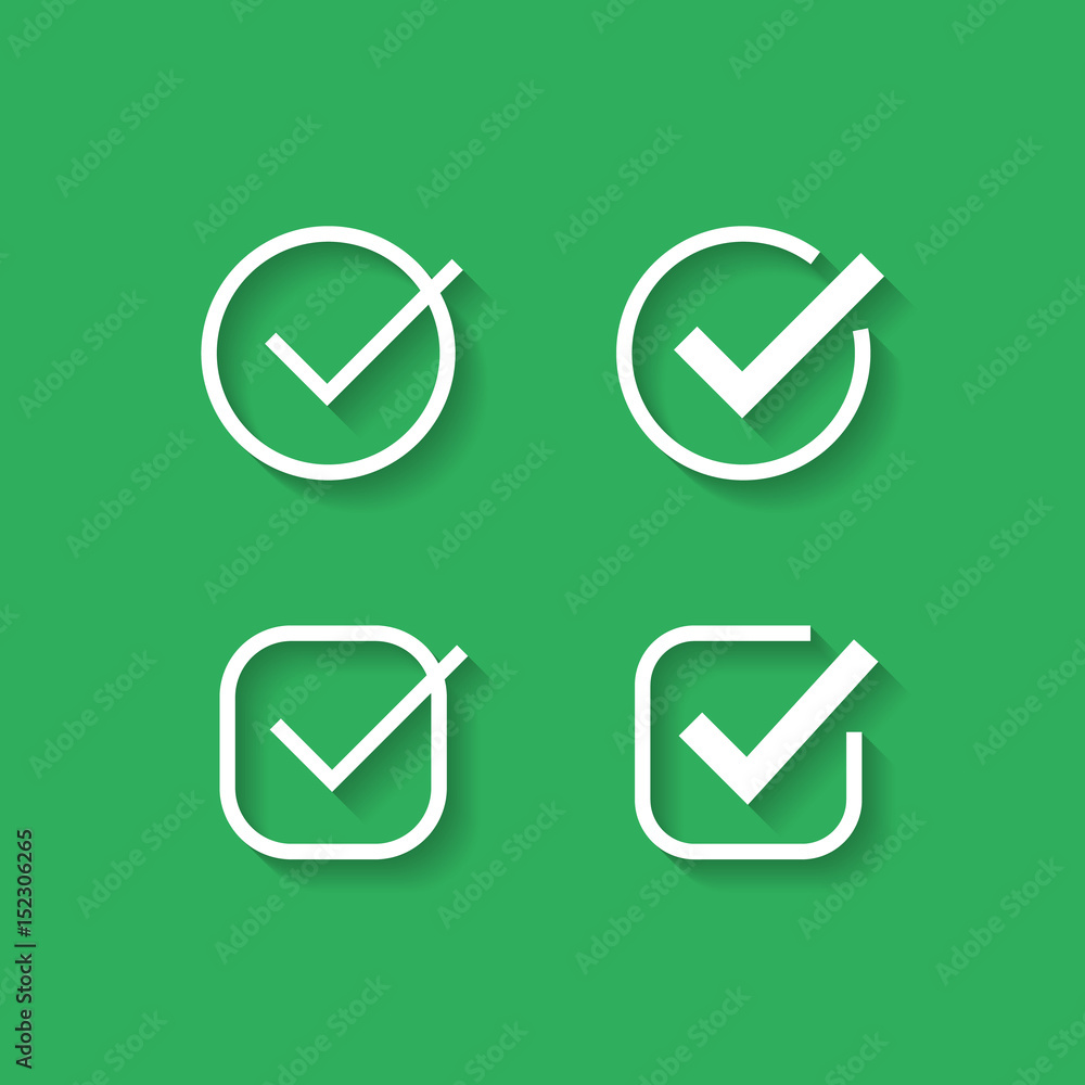 Vector check mark mobile icons. Flat icons for web and mobile applications. Vector check mark mobile icons. Flat icons for web and mobile applications.