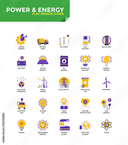 Modern material Flat design icons - Power and Energy
