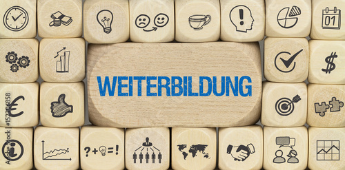 Obraz na płótnie Weiterbildung / Würfel mit Symbole