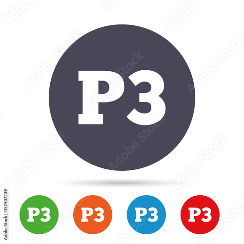 Parking third floor icon. Car parking P3 symbol.