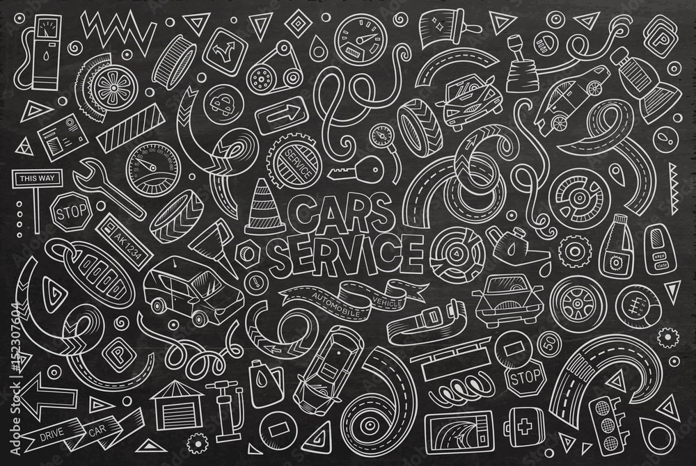 Vector cartoon set of Automobile objects Vector cartoon set of Automobile objects