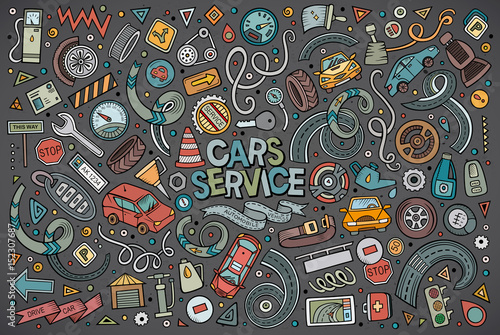 Vector cartoon set of Automobile objects