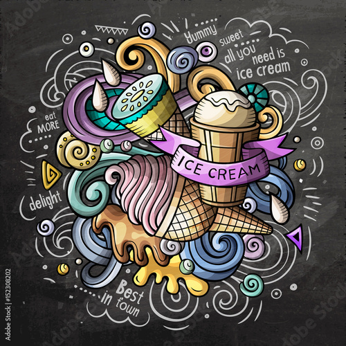 Ice Cream cartoon vector doodle watercolor illustration © balabolka