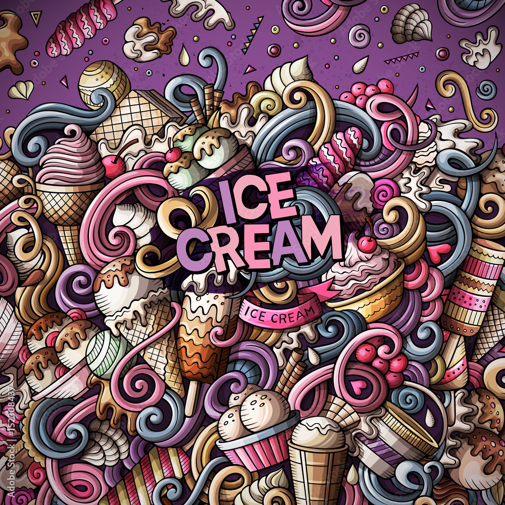 Cartoon hand-drawn doodles Ice Cream frame