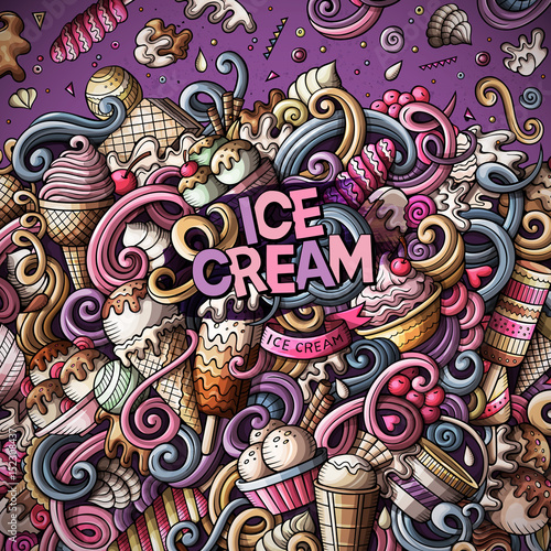 Cartoon hand-drawn doodles Ice Cream frame