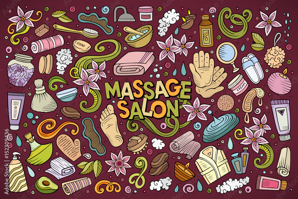 Vector set of Massage and Spa objects