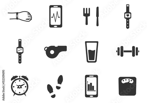 jogging and workout icon set