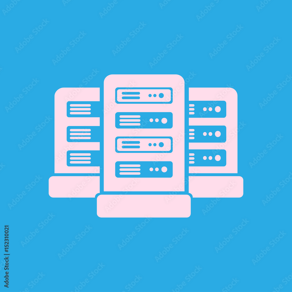 Network servers in data center icon. Flat design style. Network servers in data center icon. Flat design style.