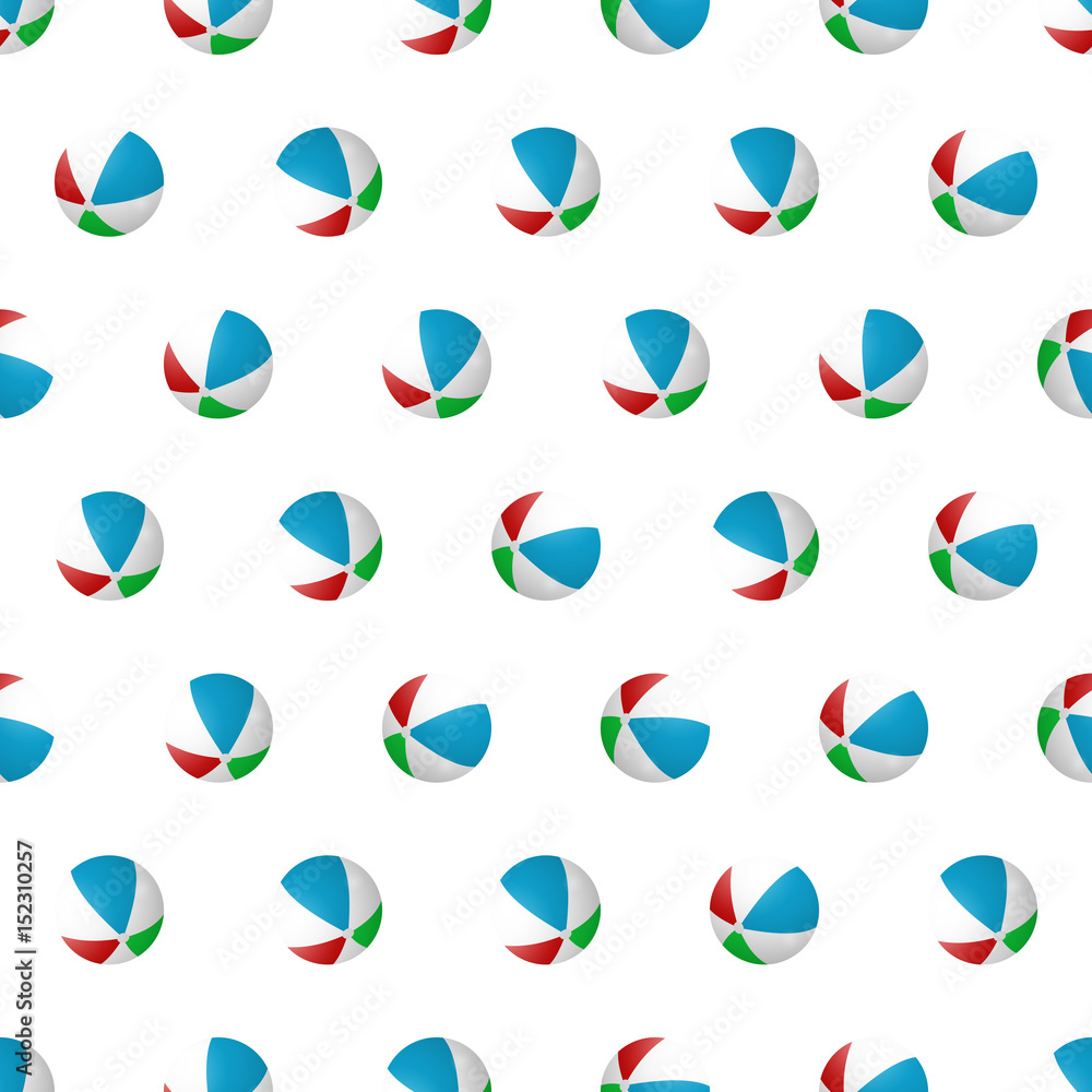 Seamless pattern summer beach ball background with template in swatches