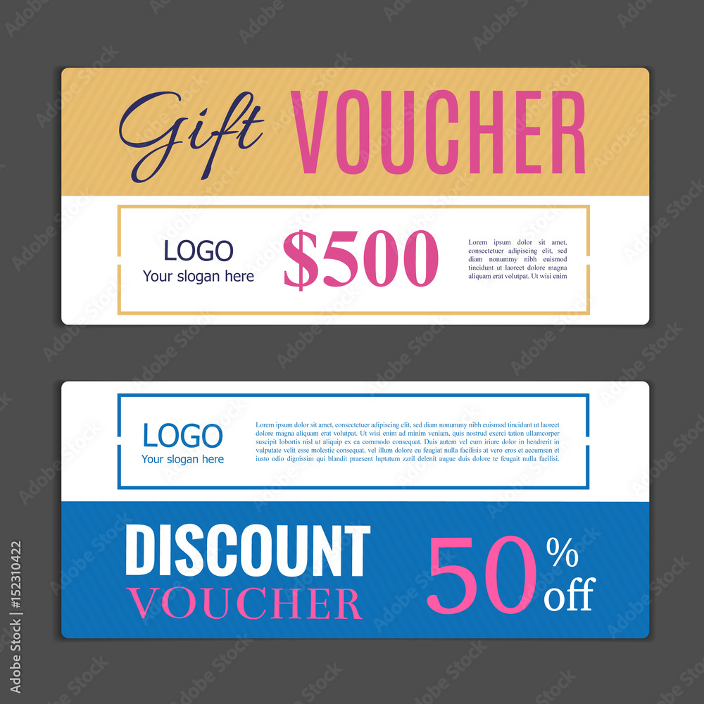 Fototapeta premium Gift voucher template. Can be use for shopping cards, discount coupon, banner, discount card , web design and other. Vector illustration. Abstract design