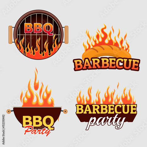 Vector set of barbecue logos and labels