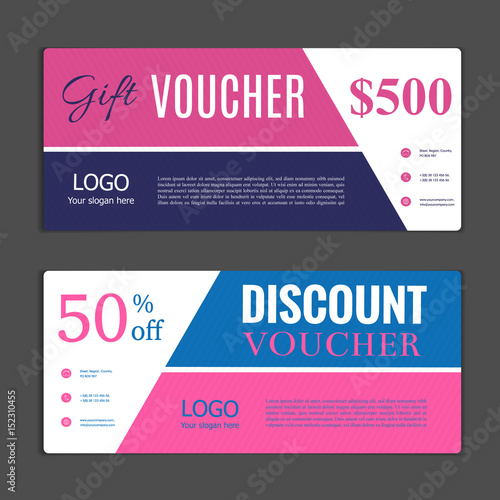 Gift voucher template. Can be use for shopping cards, discount coupon, banner, discount card , web design and other. Vector illustration. Abstract design