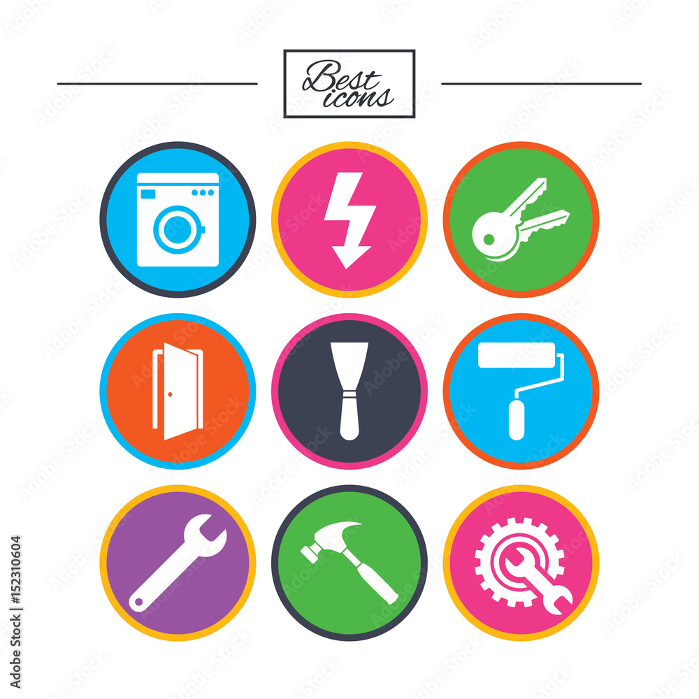 Repair, construction icons. Electricity, keys. Repair, construction icons. Electricity, keys.