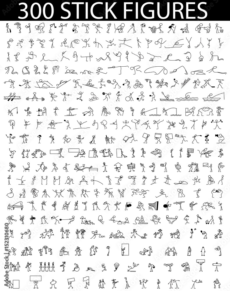 Cartoon icons set of 300 sketch little people stick figure Cartoon icons set of 300 sketch little people stick figure