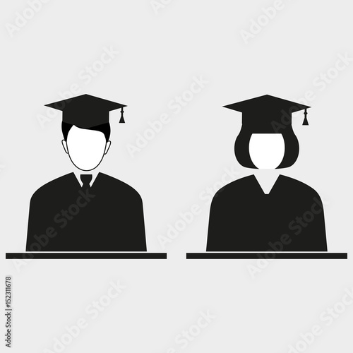 Graduates in a student's hat on a gray background