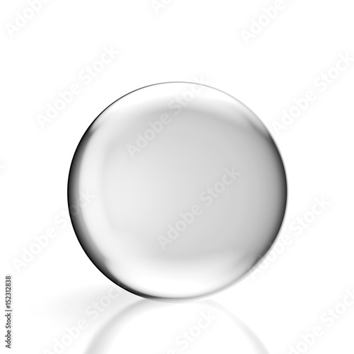 crystal ball white background with reflection. future, expectations, premonitions