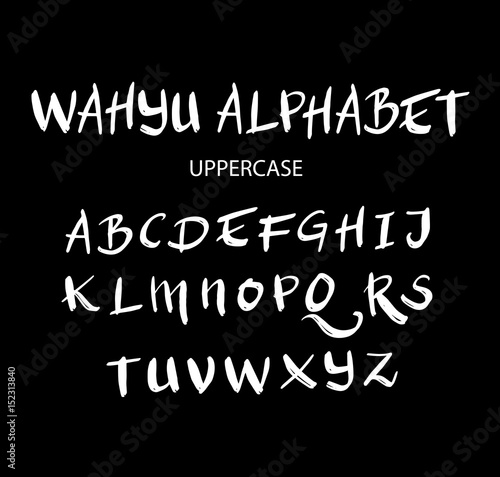 Wahyu vector alphabet uppercase characters. Good use for logotype, cover title, poster title, letterhead, body text, or any design you want. Easy to use, edit or change color. 