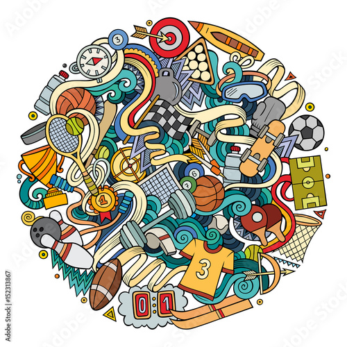 Cartoon cute doodles hand drawn Sport illustration