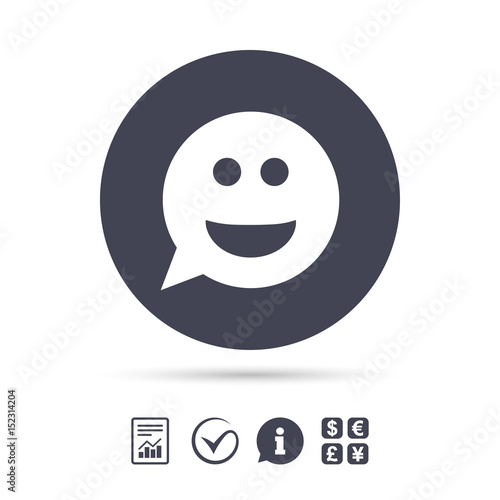 Smile face sign icon. Smiley symbol.