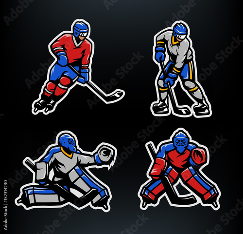 Hockey players and goalkeepers set.