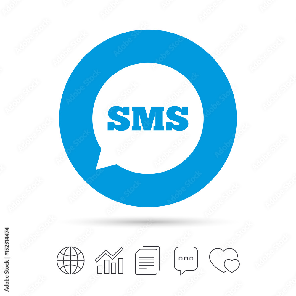 SMS speech bubble icon. Information symbol. SMS speech bubble icon. Information symbol.