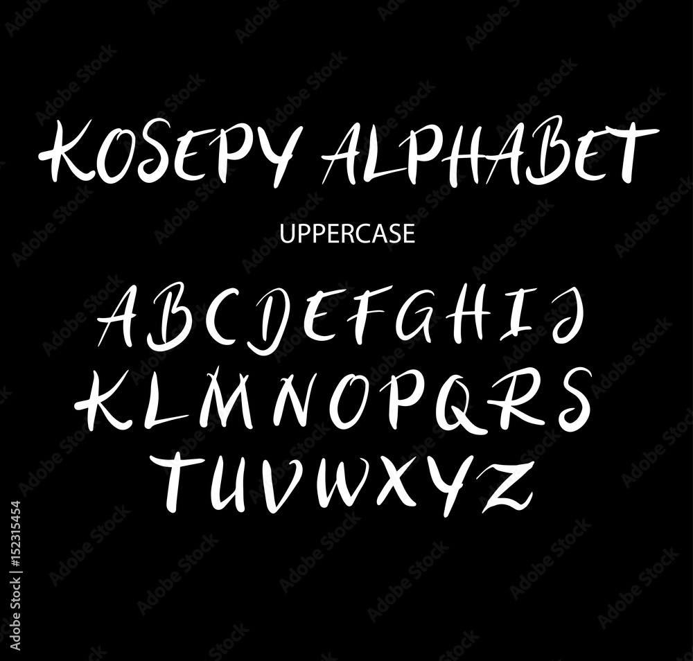 Kosepy vector alphabet uppercase characters. Good use for logotype, cover title, poster title, letterhead, body text, or any design you want. Easy to use, edit or change color.
Kosepy vector alphabet uppercase characters. Good use for logotype, cover title, poster title, letterhead, body text, or any design you want. Easy to use, edit or change color.