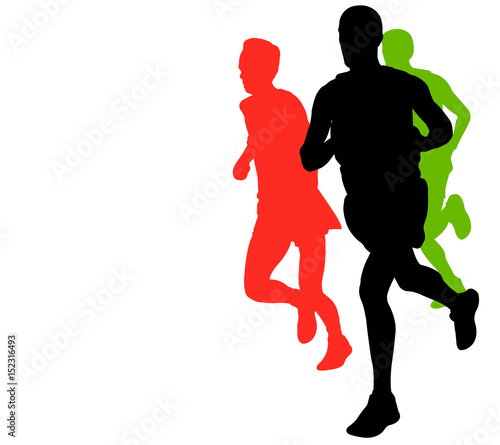 marathon runners with copy space - vector